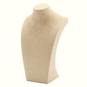 Beige Linen Necklace Display Bust - 13.7" Jewelry Holder for Necklaces w/ Defect